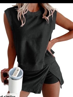 Sleeveless Black Lounge Set - Top & Skort  NWOT